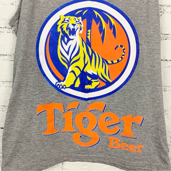 Vintage Tiger Beer Sleeveless Grey Tank Tee Screen by Wasana Large - Picture 2 of 6